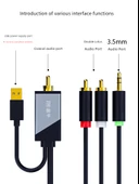 TV Ses Adaptör Kablosu - Siyah - 3m - Optik Fiber - 3.5mm + 2RCA - 6