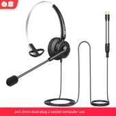 Tek Kulak PC 3.5mm Çift Girişli Bilgisayar Kulaklığı - 1
