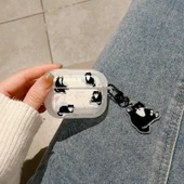 Mavi Yıldızlı Siyah Kedi AirPods Kılıfı ve Kolye - 3