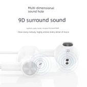 3.5mm Yuvarlak Girişli Mikrofonlu Kulak İçi Kulaklık - Beyaz - 3