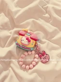 Hello Kitty AirPods Pro 2. Nesil Kılıf - Pembe KT Telefon + Pembe Boncuklu Tavşan Zincir - 6
