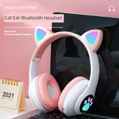 Kedi Kulaklı Bluetooth 5.0 Kablosuz Kulaklık STN28 - Orkide Moru - 3