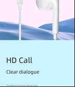 Type-C Arayüzlü Kablolu HiFi Kulak İçi Kulaklık - Klasik Beyaz - 10