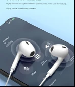 Type-C Arayüzlü Kablolu HiFi Kulak İçi Kulaklık - Klasik Beyaz - 11