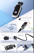 Bluetooth 5.4 Tek Kulaklık - Hızlı Şarjlı - Klipsli - Beyaz Mavi 10 Saat Gürültü Önleyici - 9