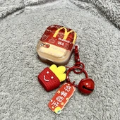 Airpods Pro/Pro 2. Nesil Şeffaf French Fries Burger Hamburger ve Patates Kızartması Kolye Uçlu Kılıf - 11