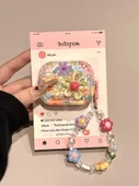 Çizgi Sanat Çiçek AirPods 4 Kılıf - Stereo Çiçek ve Zincir - 5