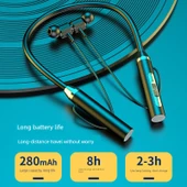 Bluetooth Kulaklık - Boyun Askılıklı Spor - Şeffaf Mavi Renkli Çanta - 4