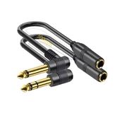 6.5mm TS Erkek - Dişi Dirsekli Mikrofon Kablosu - Çift Kanal 3m - 6