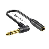 6.5mm TS Erkek - Dişi Dirsekli Mikrofon Kablosu - Mono 0.1m thumbnail 1