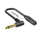 6.5mm TS Erkek - Dişi Dirsekli Mikrofon Kablosu - Çift Kanal 3m - 1