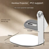 Geniş Masaüstü 360° Dönebilen Metal Projektör Pan Tilt Standı - Beyaz (3kg Taşıma Kapasiteli) - 1