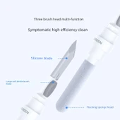 Kulaklık Temizleme Fırça Seti - Gri Silikon Uçlu, Pamuklu Çubuk, Yumuşak Fırça thumbnail 4