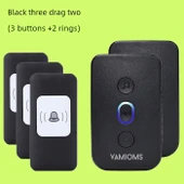 Akıllı Kablosuz Şarjlı Kapı Zili - Siyah - 3 Verici 2 Alıcı thumbnail 1