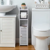 Banyo Tuvalet Dar Saklama Rafı - B Tipi - UV Mermer Desenli - 11