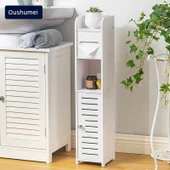 Banyo Tuvalet Dar Saklama Rafı - Tek Kapaklı + Desenli 76x17x17cm - 2