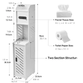 Banyo Tuvalet Dar Saklama Rafı - B Tipi - Beyaz - 1