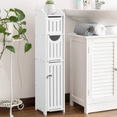 Banyo Tuvalet Dar Saklama Rafı - B Tipi - Beyaz - 9