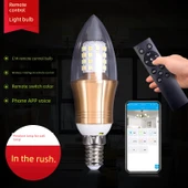 E14 LED Akıllı Ampul - Mum 7W - 1 Kumanda + 3 LED Ampul - 2
