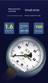 Y60 Basınç Ölçer - 0-0.1Mpa - M14 1.5 Diş - Üç Renkli - 9