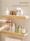 Kayın Banyo Duvar Rafı - Sökülebilir Yıkanabilir 30cm - 2