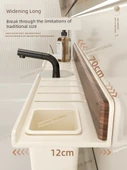 Kayın Banyo Masa Ayna Önü Rafı - Krem Beyaz - 50cm - 6
