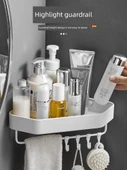 Deliksiz Üçgen Banyo Köşe Rafı - Siyah - Çift Katlı - 3