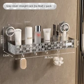 Vantuzlu Banyo Rafı - Şeffaf Gri Çubuksuz 2'li Paket - 1