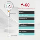 Darbeye Dayanıklı Yağlı Su Basınç Ölçer 0-16kg 4 Nokta Dış Dişli Direkt Bağlantı - 1