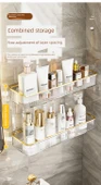 Deliksiz Duvara Monte Banyo Rafı - Küçük Boy + Büyük Boy + Büyük Boy Şeffaf Köşe Rafı - 10