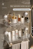 Vantuzlu Banyo Rafı - Şeffaf Çubuksuz + Çubuklu 2'li Paket - 7