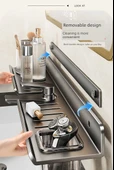 Duvara Monte Banyo Rafı - Füme Gri - 60cm - Aynalı Ön Raf ve 50cm Raf - 10