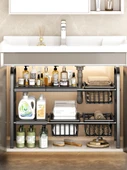 Lavabo Altı Düzenleyici - Füme Gri - Çift Katlı - 4 Tabak, 4 File Sepet - 7