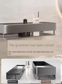 Deliksiz Tuvalet Lavabo Banyo Rafı - Tek Katlı - Havluluklu Gri 50cm - 2