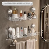 Vantuzlu Banyo Rafı - Şeffaf Çubuksuz + Çubuklu 2'li Paket - 1