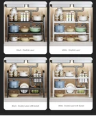 Lavabo Altı Düzenleyici - Füme Gri - Çift Katlı - 4 Tabak, 4 File Sepet - 8