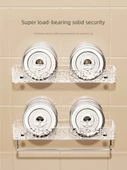 Duvara Monte Akrilik Banyo Rafı - Şeffaf Gümüş 40cm + Havluluk + Bölme Kutusu - 5