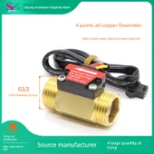 Su Akış Sensörü - 4 Nokta Hall Akış Ölçer - Bakır Gövde - YF-B1 (SM Fişli, 30cm Kablo) - 2
