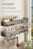 Deliksiz Duvara Monte Banyo Rafı - Arka Bambu Desenli Raf 60 cm Kancalı (Gri) - 7