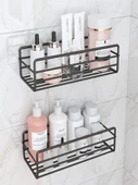 Deliksiz Mutfak Banyo Rafı - Siyah Üçgen - Güçlü Yapıştırıcı - 2'li Paket - 3