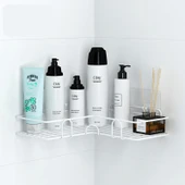 Deliksiz Mutfak Banyo Rafı - Beyaz Üçgen - Güçlü Yapıştırıcı - 2'li Paket - 1
