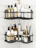 Deliksiz Mutfak Banyo Rafı - Siyah Üçgen - Güçlü Yapıştırıcı - 2'li Paket - 4