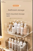 Duvara Monte Banyo Rafı - Kısa + Uzun - Şeffaf - 7