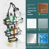 Banyo Duş Rafı - Deliksiz - Diş Fırçalık - Siyah - 5