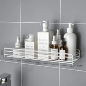 Deliksiz Mutfak Banyo Rafı - Beyaz Uzun - Güçlü Yapıştırıcı - 2'li Paket - 1