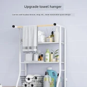 Paslanmaz Çelik Banyo Çok Amaçlı Klozet Üstü Raf - Çamaşır Makinesi (havlulu) 2 Katlı Beyaz - 2