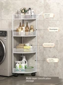 Banyo Üçgen Köşe Rafı - Zemin Beyaz - İki Katlı - 6