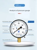 Y100 Radyal Basınç Ölçer - 0-1.6mpa 90 Derece Paslanmaz Çelik Tampon Tüp Karbon Çelik Taban - 2