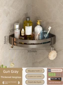 Deliksiz Banyo Köşe Rafı - Klasik Yapıştırıcı - Kalınlaştırılmış Tek Katmanlı - 2 Kancalı - 1