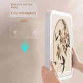 Banyo Duvar Rafı - Kristal Porselen Yan Ying Sheng D - Beyaz Kenar - Deliksiz, Katlanabilir, Su Geçirmez - 5